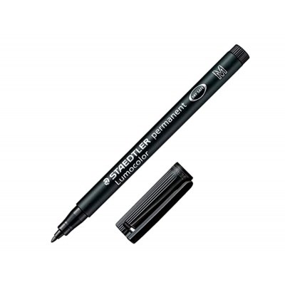 Staedtler Lumocolor 317 Rotulador Permanente - Punta Media Redonda - Trazo 1mm aprox. - Capuchon con Clip - Secado Rapido - Color Negro