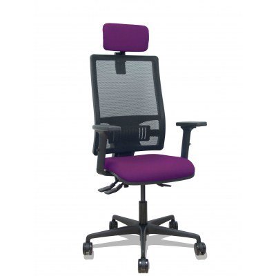 Silla Bormate asincro malla negra asiento bali morado brazos 2D ruedas 65mm cabecero regulable