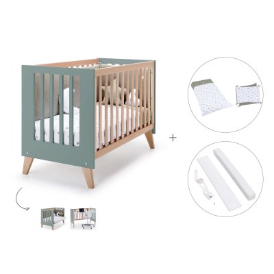 Cuna de colecho 60x120 cm madera/eucalipto (3en1) + textil Galaxy · Nexor