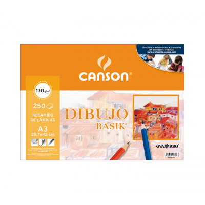 PACK 250H CANSON BASIK 130G A3 RETRAC. LISO