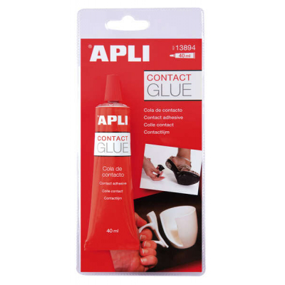 Apli Tubo de Pegamento Contacto 40ml - Secado Rapido - Resistente al Agua y al Calor - Transparente