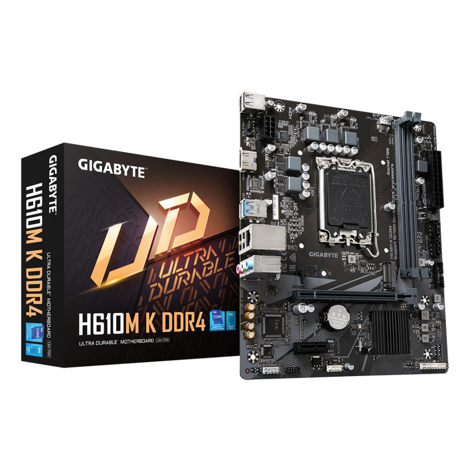 H610M K DDR4 Placa base - Compatible con procesadores Intel Core 14th Gen CPUs, 3+1+1 Phases Hybrid Power Design, up to 3200MHz DDR4, 1xPCIe 3.0 M.2, GbE LAN, USB 3.2 Gen 1
