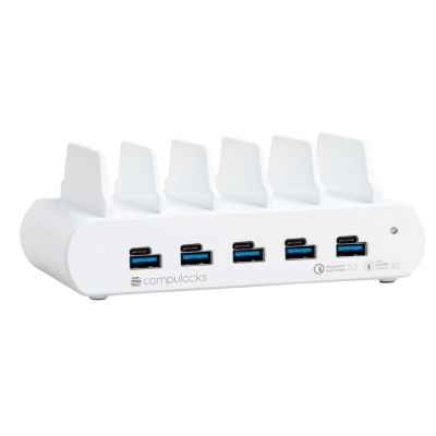 5 Ports USB Charging Dock Station Smartphone, Tableta Blanco Corriente alterna Interior