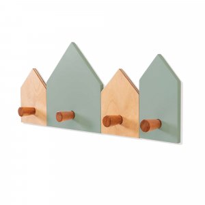 Percha infantil con forma de casitas madera/eucalipto · Casas H133-M9757