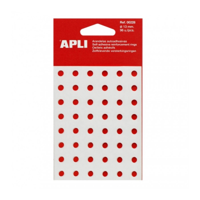 Apli Pack con 96 Arandelas de Refuerzo Ø 13mm - Alta Resistencia a Tirones y Rozaduras - Ideal para Escuela, Oficina y Hogar - Color Transparente