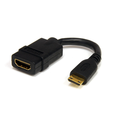 Adaptador de 12,5cm Mini HDMI a HDMI - HDMI de Alta Velocidad 4K - Convertidor 4K 30Hz Ultra HD - HDMI 1.4 - Conectores Chapados en Oro - Mini HDMI UHD 4K - Negro