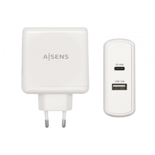 Aisens - Cargador 57W, 1Xusb-C Pd3.0 45W, 1Xusb-A 5V/2.4A 12W, Blanco