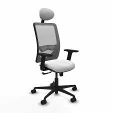 Piqueras y Crespo Zulema sincro malla gris bali blanco brazos 2D base nailon cabecero fijo ruedas 65mm nailon