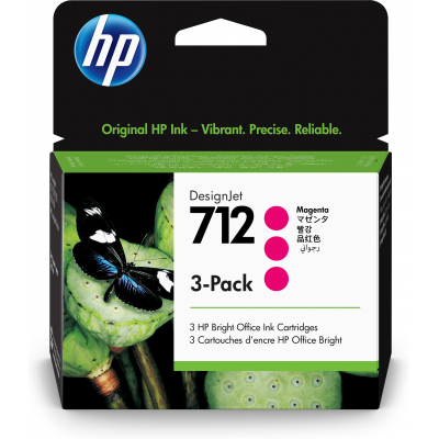 Pack 3 cartuchos hp 712 designjet t200 - t600 magenta