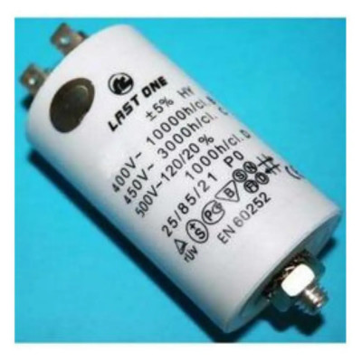 Condensador MOTOR 100uF 450Vac FASTON + M8 Medidas 60x123mm JB
