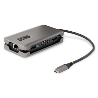 Adaptador Multipuertos USB-C - HDMI 4K a 60Hz VGA - Hub Ladrón USB de 3 Puertos - Power Delivery de Paso de 100W - GbE - Docking Station USB Tipo C de Viajes - Cable de 30cm