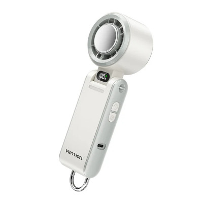 Vention PBC Ventilador de Mano - Velocidad Maxima 13000RPM - Nivel Regulable de 1 a 100 - Funcion Frio - Bateria de 3000mAh - Pantalla LED - Conexion USB-C - Ligero y Compacto - Color Blanco