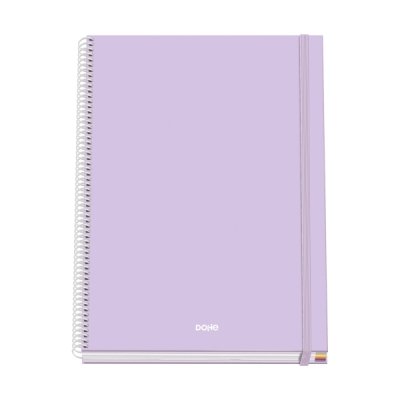 Dohe Serenity Cuaderno Espiral A4 100 Hojas Microperforadas Cuadricula 5mm - Tapa Dura Carton Forrado - Cierre de Goma - Bandas de Color - Color Morado