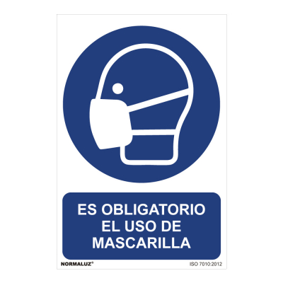Cartel es obligatorio el uso de mascarilla (pvc 0,7mm) 30x40cm normaluz