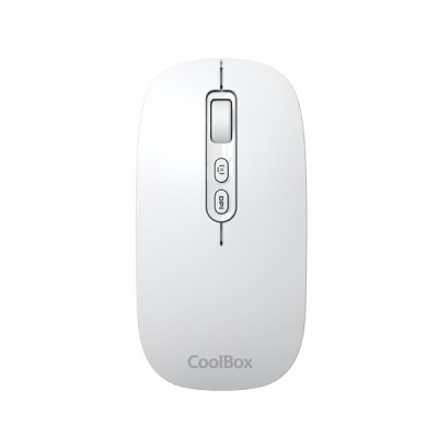 Coolbox W02 Raton Inalambrico - Bluetooth y RF 2.4GHz - Super Ligero - Boton Acceso Copilot - Recargable Por USB-C - DPI Ajustable - Sensor Optico - Color Blanco