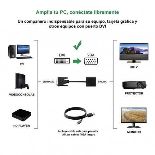 Conversor DVI-D 24+1 a VGA 0,10cm