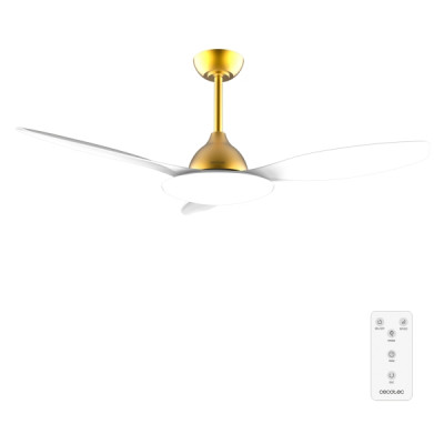 Cecotec EnergySilence 4800 Light GoldWhite Ventilador de Techo con 3 Aspas y Luz Integrada - 35W - Diametro de 48 - LED de 36W - Temporizador - 6 Velocidades - Modo Invierno - Color Blanco y Dorado