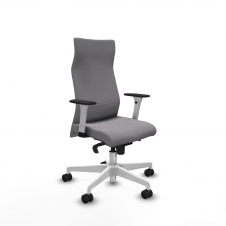 Piqueras y Crespo Albacete direcci?n sincro similpiel gris brazos 1D blancos base blanca ruedas 65 nailon