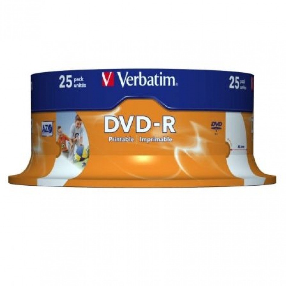 DVD-R Verbatim Imprimible 16X/ TarrinA25uds