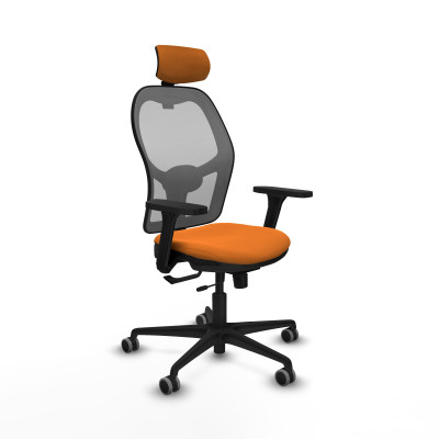 Jorquera traslack malla gris similpiel naranja brazos 3D base nailon cabecero 2D ruedas 65mm engomada