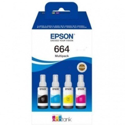 Epson 664 Pack de 4 Botellas de Tinta Originales C13T664640
