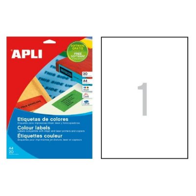APLI Paq.20 etiquetas A4 amarillo
