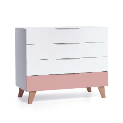 Cómoda bebé blanca/rosa con patas de madera · Lifestyle D247R-M5995