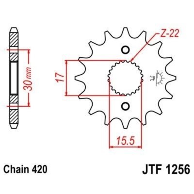 Piñon JT 1256 de acero con 13 dientes JTF1256.13