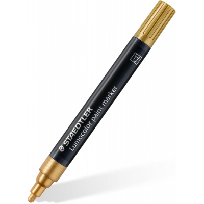 Staedtler Lumocolor 349 Marcador Acrilico Permanente - Trazo 2.4 mm Aprox - Tinta Base de Agua - Color Oro