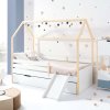 Cama-casita Montessori 90x200 cm madera con cajones azul · Sogni XL