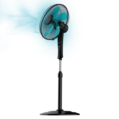 Cecotec EnergySilence 520 Power Ventilador de Pie con 5 Aspas - 50W - Diametro de 40cm - Temporizador 2h - 4 Velocidades - Oscilacion Automatica - Altura Ajustable de 110 hasta 130cm - Color Negro
