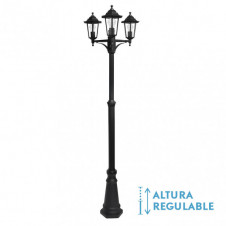 Farola Exterior Aluminio Auriga 3xe27 Negro Ip44 220x62x62 Cm Regulable En Altura
