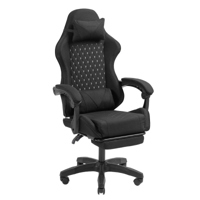 Mars Gaming MGC-X FABRIC Silla Gaming Ergonomica - Reposapies Extensible - Cojines Lumbar y Cervical - 660x540x1250mm - Tejido Transpirable - Color Negro