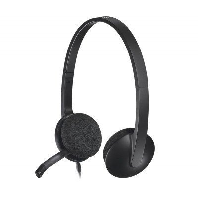Logitech H340 Auriculares con Microfono USB - Microfono Plegable - Diadema Ajustable - Almohadillas Acolchadas - Cable de 1.80m - Color Negro