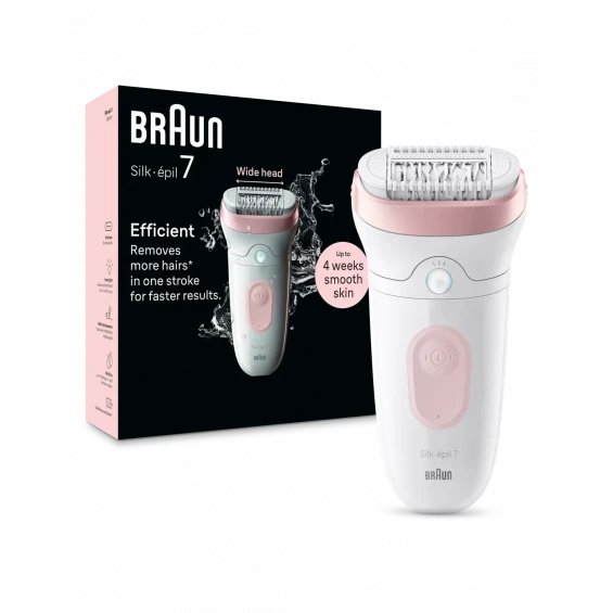 Depiladora Braun Silk-épil 7 7-000 Wet & Dry, 40 pinzas MicroGrip, 40 min, blanco y rosa - imagen 2