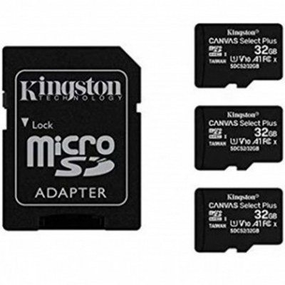 Memoria micro sdhc 32gb kingston canvas select+adapt pack de 3 unidades - cl10 - r: 100mb - s w:85mb - s