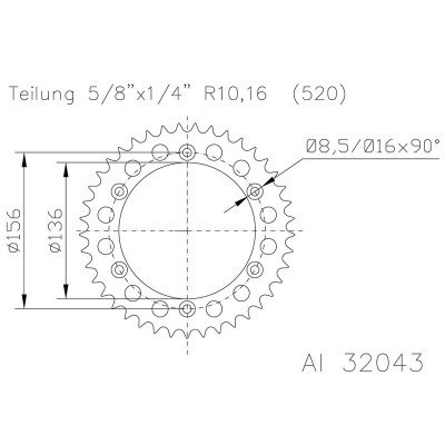 Corona ESJOT Aluminio 51-32043-51 dientes 51-32043-51