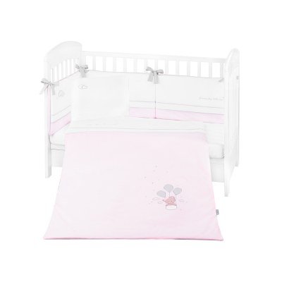 Juego de cama bordado 6 piezas 60/120 Kikkaboo Dream Big Rosa