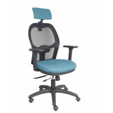 Piqueras y Crespo Silla Jorquera traslack malla negra asiento bali azul cielo brazos 3D cabecero regulable