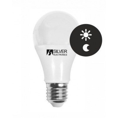 Bombilla LED E27 10W 230V 3000K SENSOR Dia/Noche SILVER