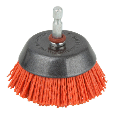 Cepillo de copa de nylon, vástago hexagonal 1/4 (6,35mm) ø65 mm