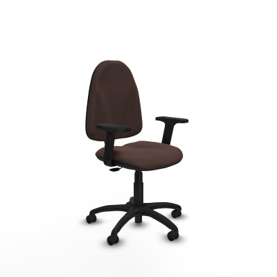 Algarra CP similpiel marrón oscuro brazos 2D base poliamida ruedas engomadas 50mm