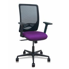 Piqueras y Crespo Silla Zulema sincro malla negra asiento bali morado brazos 2D ruedas 65mm