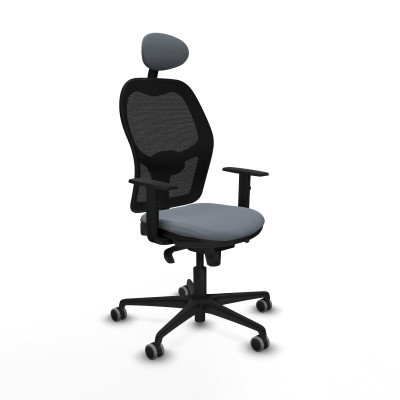 Jorquera sincro malla negra bali gris brazos 1D base nailon cabecero fijo ruedas 65mm engomada