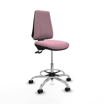 Taburete Elche AS bali rosa base cromada ruedas 65mm nailon