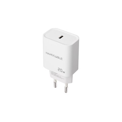 Cargador de Pared Nanocable 10.10.2005/ 1xUSB Tipo-C/ 20W/ Blanco