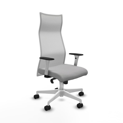Albacete malla sincro malla blanca bali gris claro brazos blancos base blanca ruedas 65 mm nailon