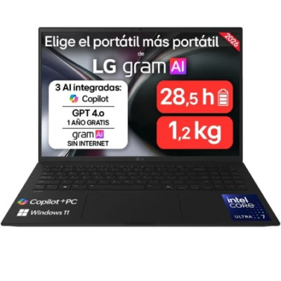 Portátil LG Gram 16Z90TL-V.AZ85BN Intel Core Ultra 7-258V/ 32GB/ 512GB SSD/ 16/ Win11 Pro