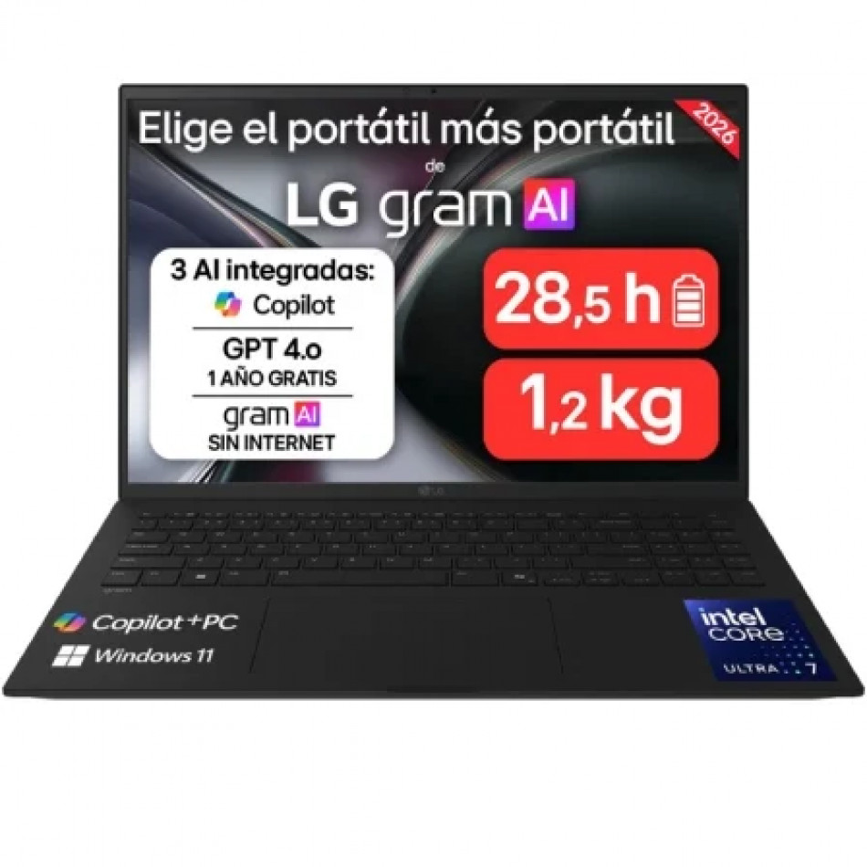 Portátil LG Gram 16Z90TL-V.AZ85BN Intel Core Ultra 7-258V/ 32GB/ 512GB SSD/ 16"/ Win11 Pro