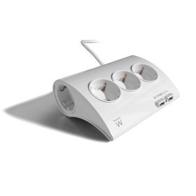 EWENT EW3935 Regleta de escritorio 5x con 2 puertos USB